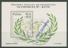 Polen 1987 OLYMPHILEX Rom Lorbeerzweig Block 104 Gestempelt (C62901) - Blocks & Sheetlets & Panes