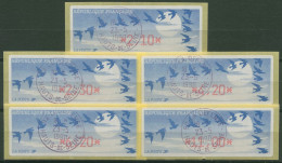 Frankreich ATM 1990 Vogelzug Satz 5 Werte ATM 11.1 B S Gestempelt - 1985 Papel « Carrier »