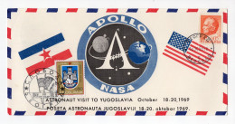 1969. YUGOSLAVIA,SERBIA,25 YEARS OF BELGRADE LIBERATION,APOLLO NASA US ASTRONAUT VISIT,SPECIAL CARD AND CANCELLATION - Covers & Documents