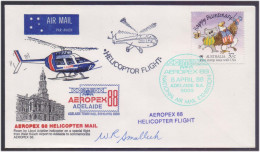 Helicopter Flight Cover Flown By Lloyd Aviation Helicopter On A Special Flight From West Beach To Adelaide Pilot Signed - Hélicoptères