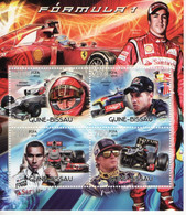 Guiné-Bissau 2012  -  Formula 1 - Schumacher-Vettel-Hamilton-Raikkonen  -  4v Sheet Mint/Neuf/MNH - Cars