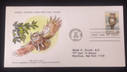 EL)1978 UNITED STATES, WORLD WILDLIFE FUND, WWF, FAUNA, OWLS, CIRCULATED TO NEW YORK - USA, FDC - Unused Stamps