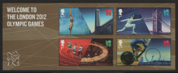 Great Britain 2012 MNH Sc 3046 Welcome To The London 2012 Olympic Games Sheet Of 4 - Unused Stamps