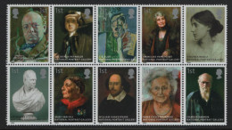 Great Britain 2006 MNH Sc 2393a Famous Britons National Portrait Gallery 150th Ann Block Of 10 - Unused Stamps