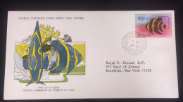 EL)1978 ST. LUCIA, WORLD WILDLIFE FUND, WWF, FAUNA, FISH, BLACKFISH, CIRCULATED TO NEW YORK - USA, FDC - St.Lucia (1979-...)