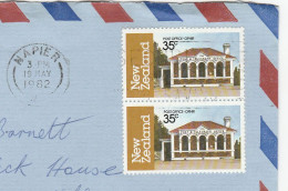 TELEGRAPH Stamps Cover NEW ZEALAND Air Mail Napier To GB Telecom 1982 - Telecom