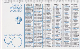 Calendarietto - Cassa Di Risparmio Di Orvieto - Anno  1990 - Formato Piccolo : 1981-90