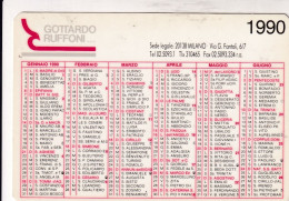 Calendarietto - GOTTARDO Ruffoni - Milano - Anno 1990 - Tamaño Pequeño : 1981-90