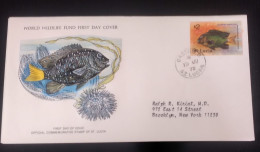 EL)1978 ST. LUCIA, WORLD WILDLIFE FUND, WWF, FAUNA, FISH, JEWELED LADY, CIRCULATED TO NEW YORK - USA, FDC - St.Lucie (1979-...)