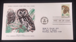 EL)1978 UNITED STATES, WORLD WILDLIFE FUND, WWF, FAUNA, OWLS, CIRCULATED TO NEW YORK - USA, FDC - Neufs