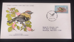 EL)1978 GUERNSEY, WORLD WILDLIFE FUND, WWF, FAUNA, BIRDS, DARKSHANK, CIRCULATED TO NEW YORK - USA, FDC - Guernsey