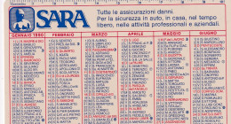 Calendarietto - SARA - Assicurazioni - Anno 1990 - Formato Piccolo : 1981-90