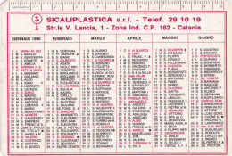 Calendarietto - Sicaliplastica - Catania - Anno 1990 - Formato Piccolo : 1981-90
