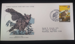 EL)1978 GAMBIA, WORLD WILDLIFE FUND, WWF, ABUKO NATURE RESERVE, MILKY OWL, CIRCULATED TO NEW YORK - USA, FDC - Gambie (1965-...)