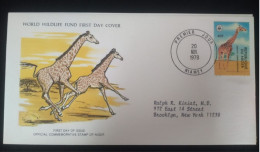 EL)1978 NIGER, WORLD WILDLIFE FUND, WWF, GIRAFFE, CIRCULATED TO NEW YORK - USA, FDC - Niger (1960-...)