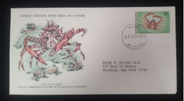 EL)1978 MALDIVES, WORLD WILDLIFE FUND, WWF, DECORATOR CRAB, CIRCULATED TO NEW YORK - USA, FDC - Maldivas (1965-...)