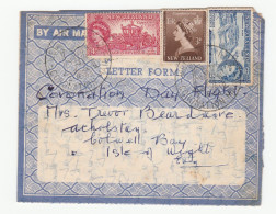 1953 CORONATION Day FLIGHT COVER New Zealand To GB Air Letter Form Stationery Cover Royalty Aviation Stamps - Brieven En Documenten