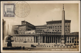 Vatican 1933 / 1937 Y&T 45 Sur Carte Maximum. Place Saint Pierre - Cristianismo