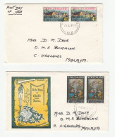 2 1965 FDCs New Zealand To Malaya Franked Pairs CHRISTMAS, GOVERNMENT Centenary Fdc Stamps Cover - FDC