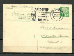 Deutschland BRD 1957 O Ganzsache Mit Werbestempel - Dortmund - Stadt Der Weltbekannten Bieres - Postales - Usados