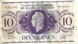 AFRIQUE EQUATORIALE FRANCAISE LIBRE 10 FRANCS PURPLE WOMAN FRONT & MOTIF BACK DATED 01-12-1941 P.11a READ DESCRIPTION !! - Altri – Africa