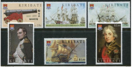 2005 Battle Of Trafalgar Set Kiribati - $1.50 Value Has Wood Chips Affixed - Unusual - Kiribati (1979-...)