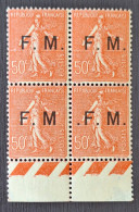 France 1929 FM6 En Bloc De 4 Dont 1:n° 6b **TB Cote 136€ - Militärische Franchisemarken