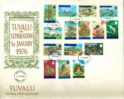 Tuvalu 1976 Island Scenes Pictorials, Separation (small Edge Faults FDC (XXL) - Tuvalu