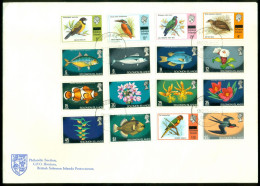 Solomon Is 1975 Birds, Opt, Fis & Flowers FDC(XL) - Solomon Islands (1978-...)