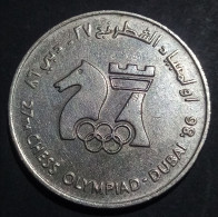 U.A.E , 1 Dirham - Zayed (27th Chess Olympiad) 1986 ,commemorative  - Dubai 1986 , KM# 10 , Gomaa - Ver. Arab. Emirate