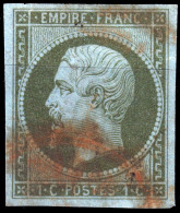 FRANCE - 1852 Yv.11 1c Empire Non Dentelé - Oblitération Rouge - 1853-1860 Napoléon III.