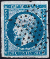 FRANCE - 1854  Yv.14A 20c Bleu Empire ND Oblitéré Étoile Muette De Paris - B/TB - 1853-1860 Napoleon III