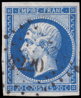 FRANCE - Obl. Losange Petits Chiffres 4220 De "MENTON" Sur Yv.14B (type 2) - TB - 1853-1860 Napoléon III