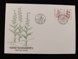 D)1990, NORWAY, FIRST DAY COVER, ISSUE, ORCHIDS, DACTYLORHIZA FUCHSII, EPIPACTIS ATRORUBENS, FDC - Neufs