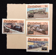 D)1985, ZIMBABWE, STAMPS, COMPLETE SERIES LOCOMOTIVES, 4-4-0 CLASS 9. 1918, CLASS 12. 1926, "ISILWANE". CLASS 15A. 1950, - Zimbabwe (1980-...)