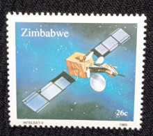 D)1985, ZIMBABWE, STAMP MAZOWE GROUND STATION, "INTELSAT V" SATELLITE, MNH - Zimbabwe (1980-...)