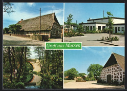 AK Marxen /Lüneburger Heide, Reetgedecktes Fachwerkhaus, Flusspartie Mit Brücke  - Lüneburg