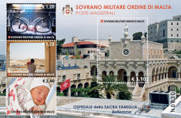 SMOM Order Of Malta 2022 Holy Family Hospital In Bethlehem Set Of 4 Stamps In Block MNH - Cristianismo