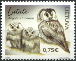 Lithuania 2020. Boreal Owl (Aegolius Funereus) (MNH OG) Stamp - Litauen