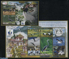 Bhutan 2015 Crane & Heron Conservation 2 S/s, Mint NH, Nature - Birds - Bhután