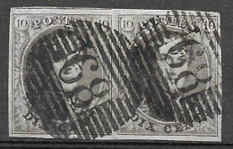 OBP10 In Paar, Met 4 Randen En Gebuur, Met Balkstempel P68 La Louviere (zie Scans) - 1858-1862 Medallions (9/12)