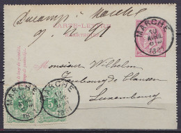 Devant De Carte-lettre 10c (N°46) + N°45x2 Càd MARCHE /10 AVRIL 1891 Pour Luxembourg - Cartas-Letras