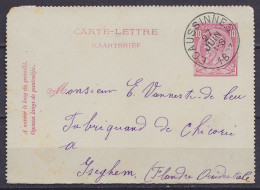 EP Carte-lettre 10c (N°46) Càd ECAUSSINES /27 JUIN 1893 Pour Fabricant De Chicorée à ISEGHEM (au Dos: Càd Arrivée ISEGHE - Carte-Lettere