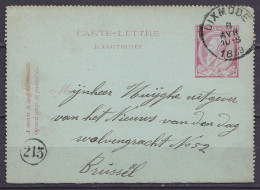EP Carte-lettre 10c (N°46) Càd DIXMUDE /8 AVRIL 1889 Pour BRUSSEL (au Dos: Càd Arrivée BRUXELLES 1) - Carte-Lettere