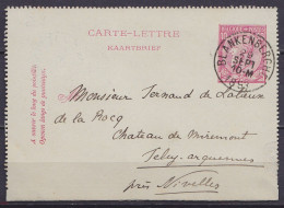 EP Carte-lettre 10c (N°46) Càd BLANKENBERGHE /29 SEPT 1893 Pour FELUY-ARQUENNES Près NIVELLES (au Dos: Càd Arrivée FELUY - Cartas-Letras