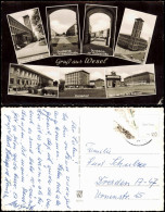 Wesel Mehrbild-AK Bahnhof, Kaiserhof, Postamt, Rathaus Uvm. 1961 - Wesel