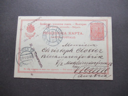 Bulgarien 1906 Ganzsache Nach Wien Mit Einigen Stempeln / Wien 55 Und Wien 62 Bestellt / Firmen PK - Cartes Postales