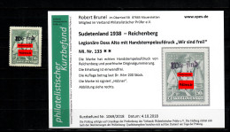 Sudetenland MiNr. 133, Postfrisch, **, Reichenberg, Auflage Ca. 200 Stück - Sudetes