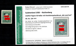 Sudetenland MiNr. 134, Postfrisch, **,  Auflage Ca. 200 Stück, Reichenberg, - Sudetes