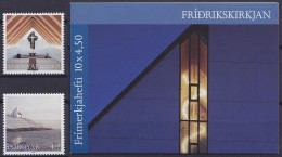 Féroé - 342/43 + Carnet C342 ** Noël - Eglise Frederick 1998 - Färöer Inseln
